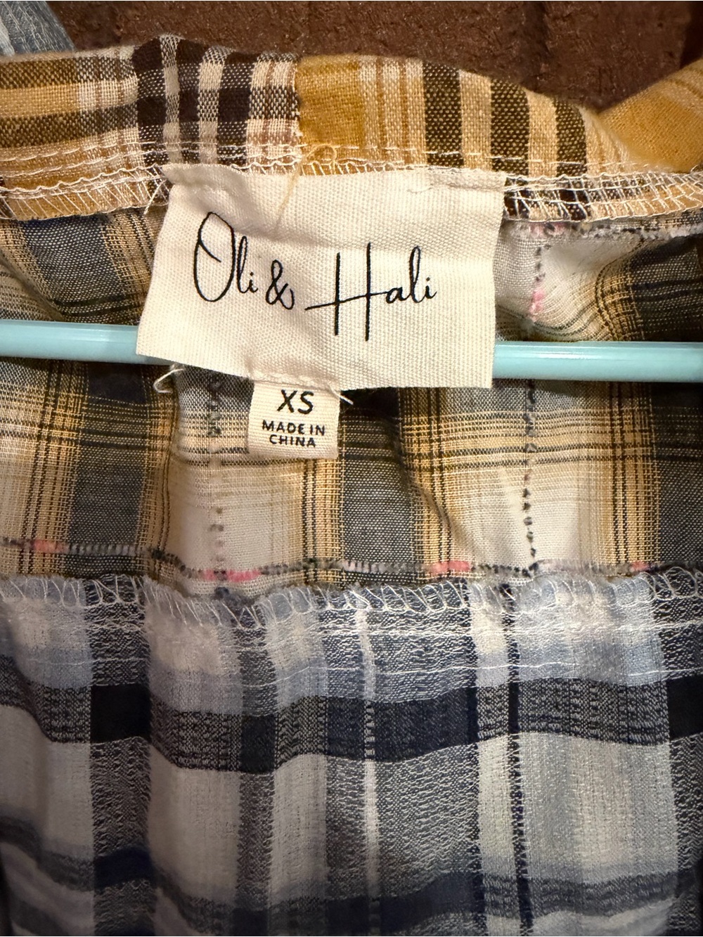 New Oli & Hali Yellow & Blue Plaid Patchwork duster with Hood XS - Picture 7 of 7